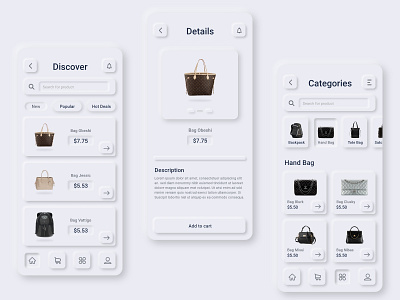 E-commerce Mobile App- Neumorphism app clean ui design design dribbble hello illustration logo typography ui ux