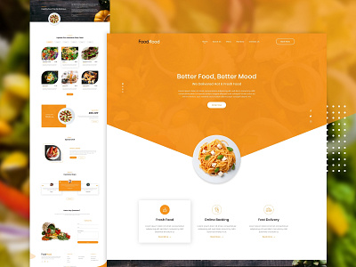 Landing Page For Restaurant clean ui design creative design design flat foodie minimal restaurant template ui ux web web design website website design