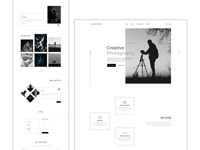 Landing Page For Photographer clean ui design flat graphicdesign minimal minimalism minimalist photographer photographers photography website ui ux web web design web landing page web layout web template design web templates web theme website