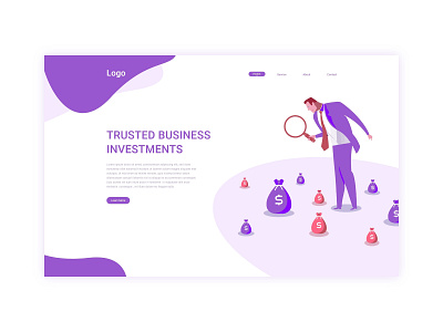 Investments web landing page business concept design finance illustration investments template ui ux web web design web landing page website