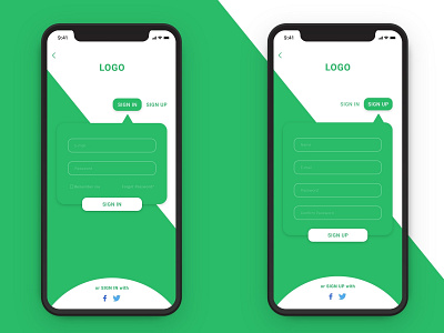 Sign in and Sign up UI app clean ui design design dribbble hello mobile app design mobile ui ui ux