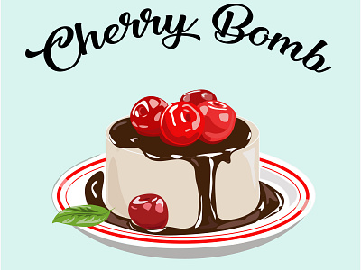 Cherry Bomb bomb brown cake cherry chocolate delicious green illustraion plate red yummi