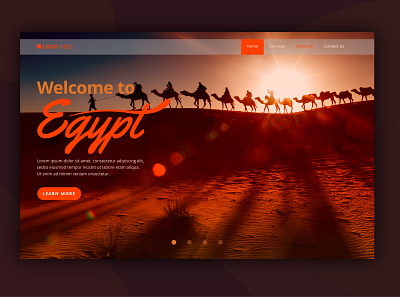 Welcome to Egypt camel dunes page design sand sunset traveling ui design web design website