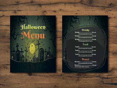 halloween menu black cemetery creepy design green halloween illustration menu card menu design vector web design
