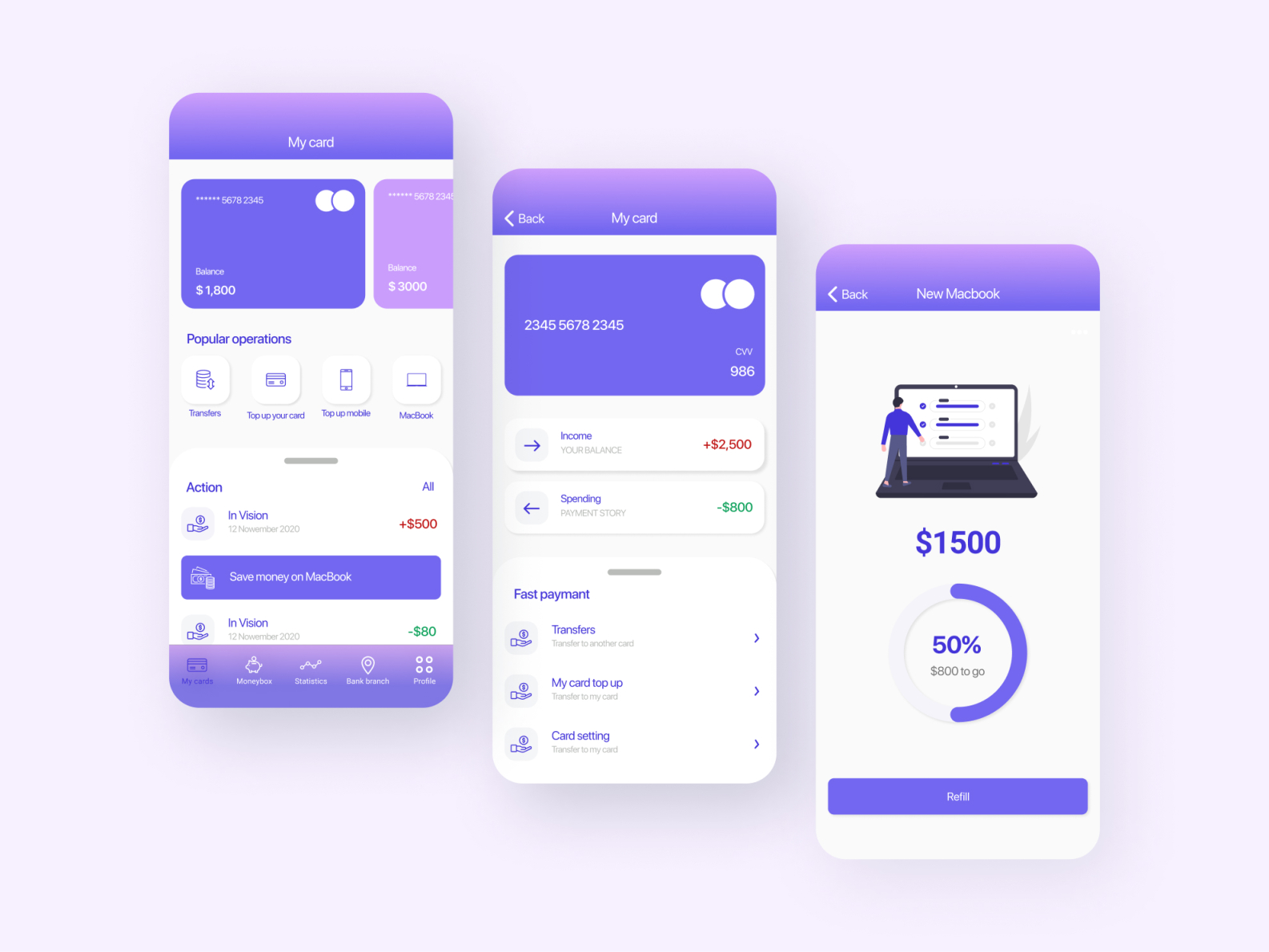 My card. Mobile app by Anna Katash on Dribbble