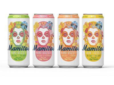 Mamitas Hard Seltzer Cans beverage branding brewing colorful design drinks hard seltzer illustration keyshot mural typography