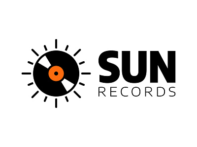 SUN Records black brand branding cd icon identity imagotype logo logotype music music store orange records redesign rock simple store sun