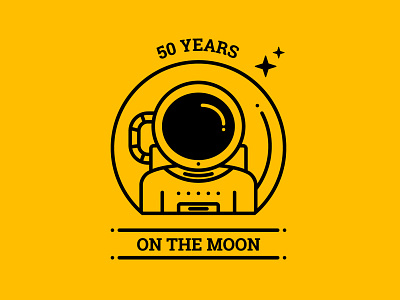 50 Years on the Moon 1969 apollo 11 astro astronaut black icon icon design illustration logo luna moon moon landing nasa neil armstrong rocket rocketship space yellow