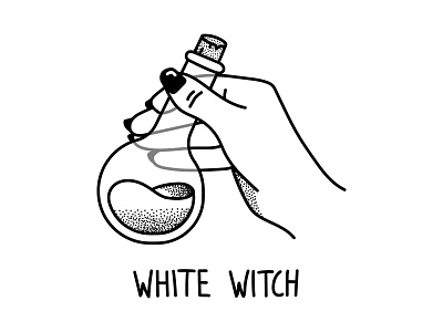 White Witch black feminism halloween handpoke horror illustration mystic pointillism poke potion tarot tattoo tattoo design terror witch women