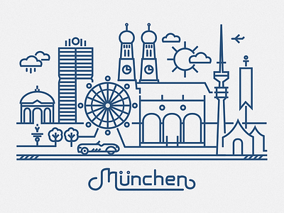 München landmarks lines münchen