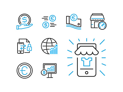 More icons in the Dual set ecommerce finance icons shopping