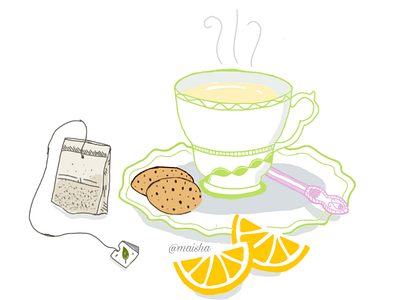 Tea art artoftheday artwork bangladesh cookies digitalart digitalartist digitalillustration illustration illustrationart lemons tea