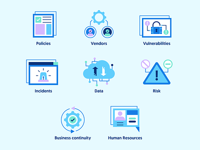 Continuous Compliance cybersecurity design icons illustration spot illustrations tech illustration