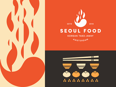 Seoul Food badge branding food illustration logo logo design restaurant typography