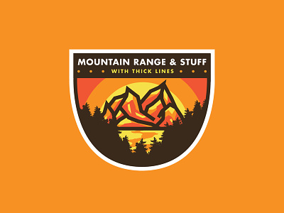 Mountain Range & Stuff badge forest illustration logo mountain nature sunset trees