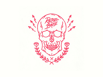 Rebel Base Skull illustration laurel lettering lightning logo logotype skull typography