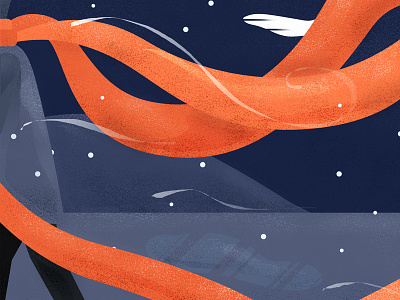 The Orange Scarf drawing illustration orange scarf snow texture winter