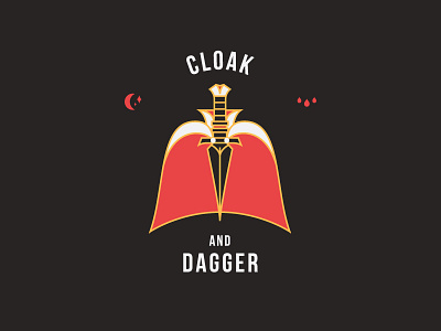 Cloak and Dagger badge cape cloak dagger illustration logo logotype symbol typography