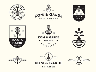Kom & Garde badge bowl food garde healthy kom logo logotype type typography whisk