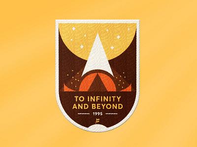 To Infinity And Beyond badge illustration launch minimal patch planet rocket stars