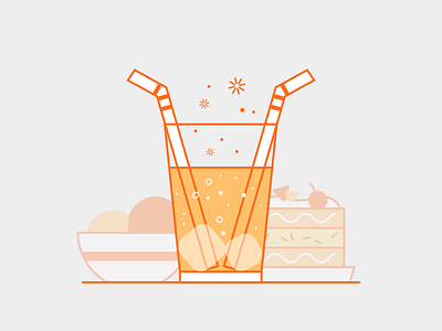 Sharing Is Caring cake drink food icecream illustration share sharing soda straw