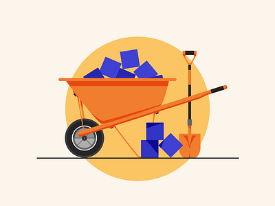 Designing with pixels in mind building construction design illustration newsletter pixel pixels shovel sketch wheelbarrow