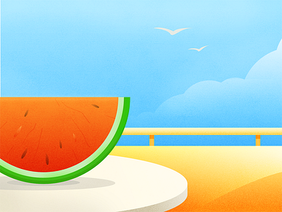 View from the afternoon cloud gradient holiday illustration view watermelon