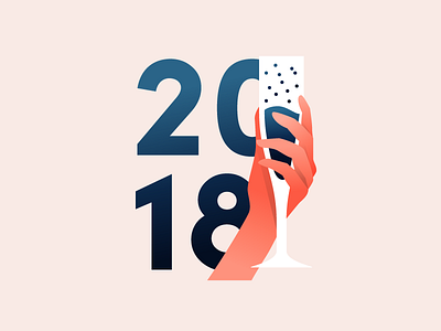 Cheers 2018 2018 glass hand illustration new type year