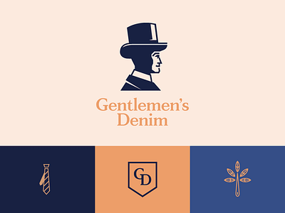 Gentlemen's Denim branding character classy denim gentlemen hat icon identity illustration logo monogram typography