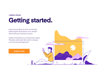 Getting Started character illustration landing ui web webpage