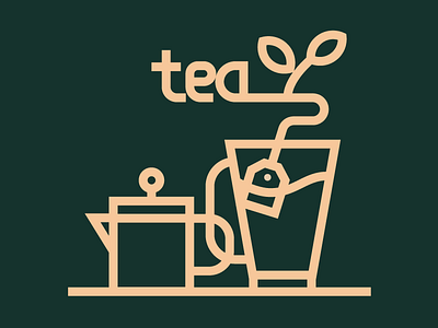 Tea branding drink identity illustration monoline tea type typography
