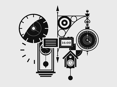 Clocks clock clocks illustration monochrome time