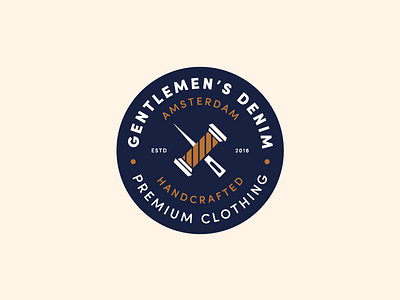 Gentlemen's Denim badge branding denim identity illustration logo logo design needle symbol thread type typography