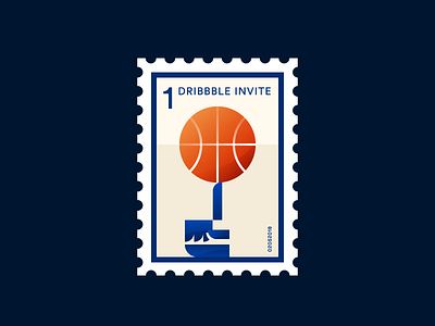 Dribbble Invite Stamp ball basketball dribbble hand illustration invitation invite stamp