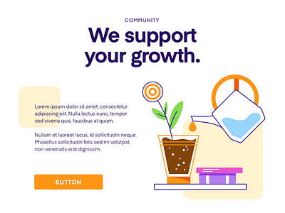 We Support Your Growth branding community design hero identity illustration landing plant webdesign