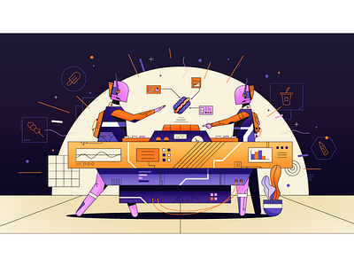 Machine Learning android blog branding food hotdog identity illustration robot sketch tech