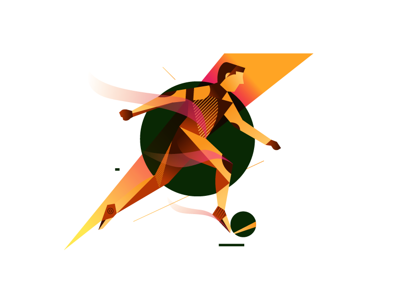 On The Offensive ball character cup dribble football gradient illustration pattern soccer sport world