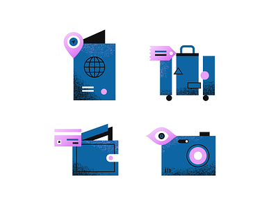 Travel Items camera design holiday icons illustration passport spot suitcase texture travel vacation