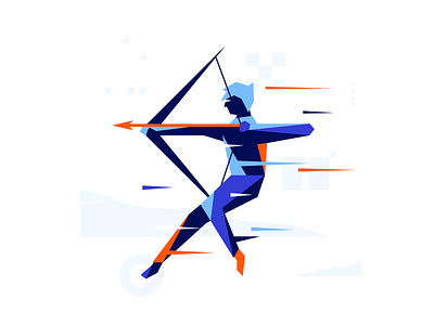 Aiming abstract arrow bow character design goal illustration