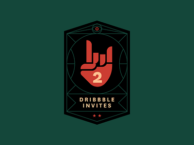 Dribbble Invites badge design emblem hand illustration invitation invite logo shield type