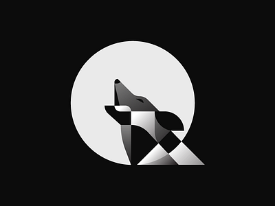 Howling animal branding design geometric identity illustration logo moon wolf