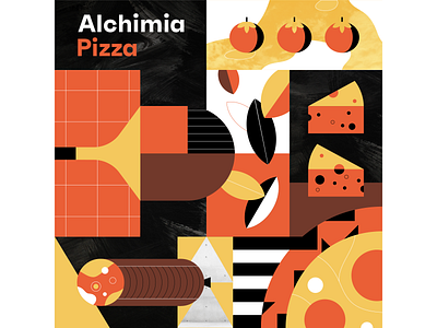 Alchimia Pizza branding food identity illustration illustrator pattern pizza restaurant texture