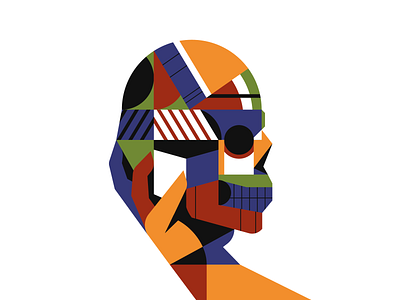 Skull abstract geometric hand illustration skull