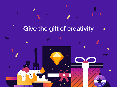 The Gift Of Creativity christmas gift holidays illustration present sketch