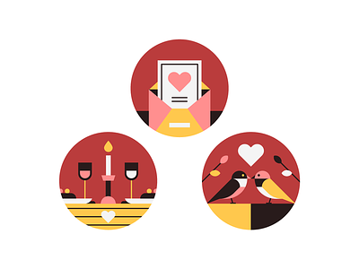 Valentine's Day bird card heart icon illustration love love birds spot illustration valentine valentines day
