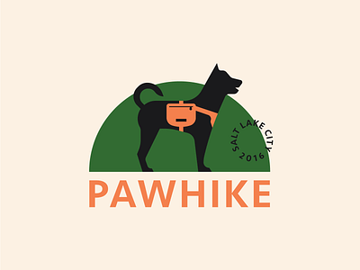 Pawhike badge branding dog identity illustration lockup logo logo animal logo design type typography