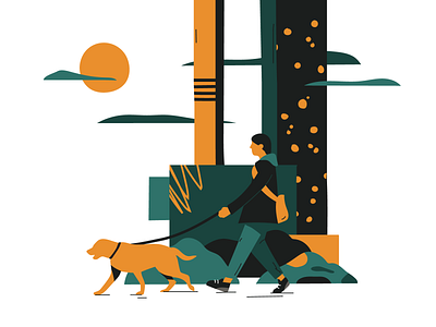 Dog Walk character dog illustration illustrator nature