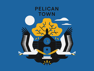 Pelican Town bird illustration illustrator nature pelican tree