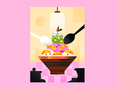 Bingsu editorial food food illustration gradient icecream illustration illustrator restaurant texture