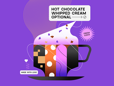 Hot Chocolate badges beverage chocolate gradient illustration illustrator texture type typography
